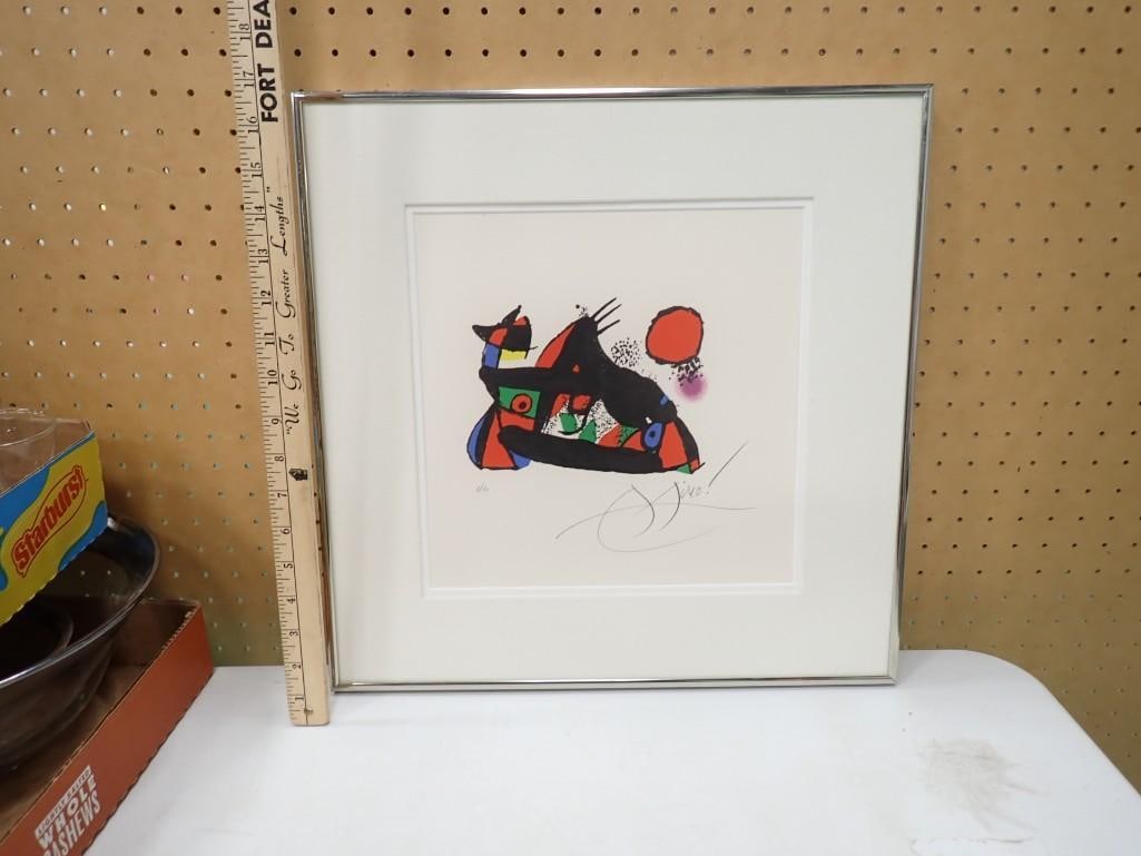 In the Style of Joan Miro "The Little String Bean" Pencil Signed Framed Print 6 / 50 (1 of 6)