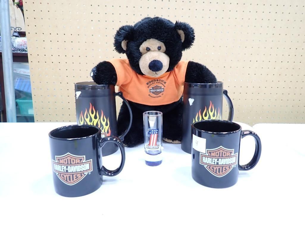 Harley Davidson Lot incl Plush Bear, Cups or Mugs, Shot Glass (1 of 15)