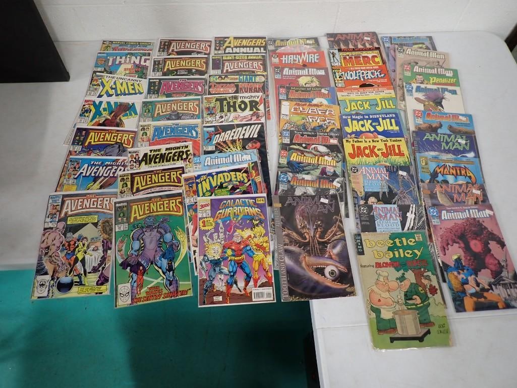 Big lot of comic books including X-Men, The Thing, Avengers, Thor, Jack and Jill, Animal Man (1 of 7)