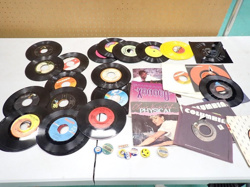 Lot of Vinyl 45 Records including Johnny Cash, Olivia Newton John, Billy Ocean, Beach Boys, etc. (1 of 5)