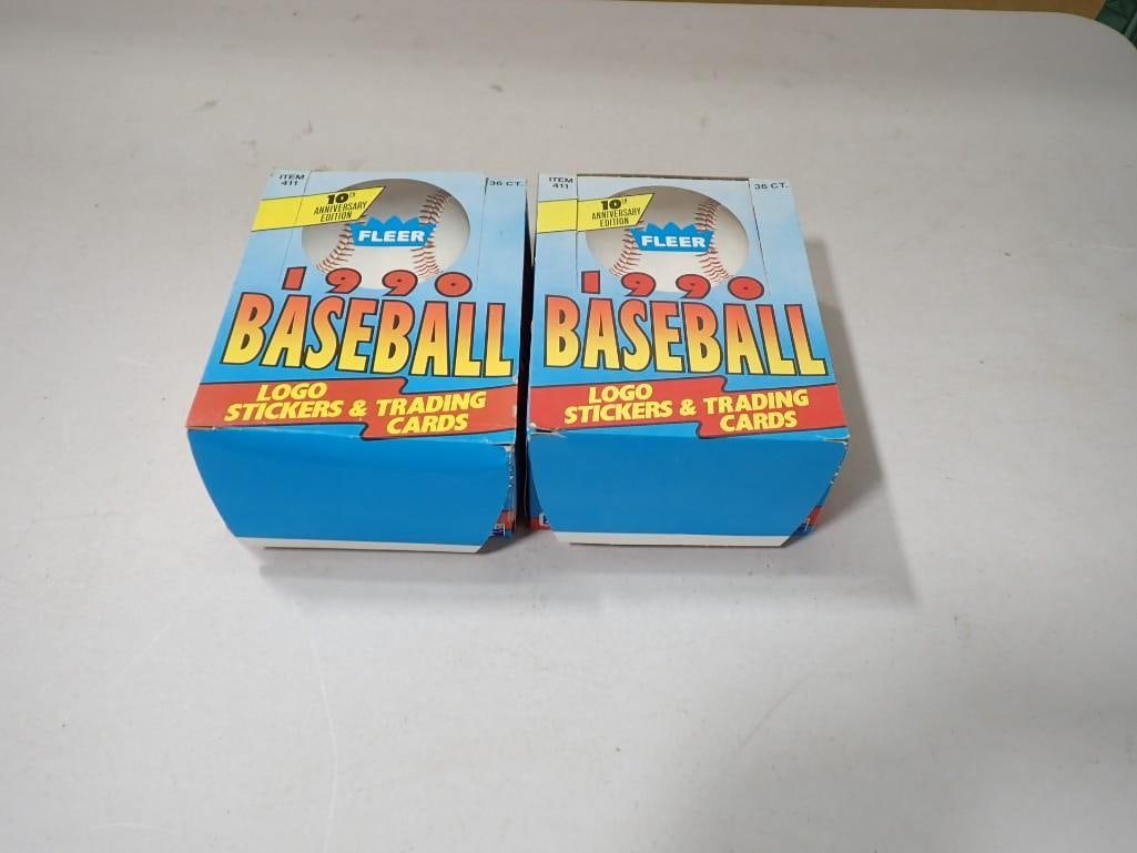 Two Boxes of Fleer 1990 Baseball Cards with 36 sealed packs in each case (1 of 5)
