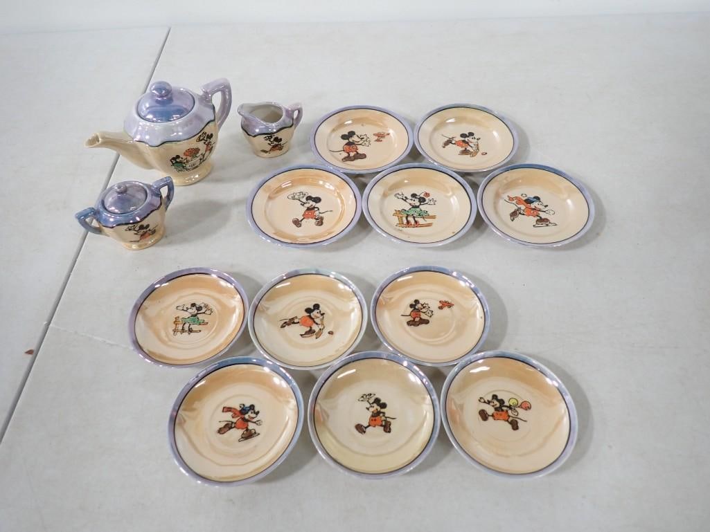Walt Disney Mickey Mouse Lustreware or Lusterware Children's Dishes Made in Japan: Vintage Walt Disney Mickey Mouse Lustreware or Lusterware Children's Dishes Made in Japan
