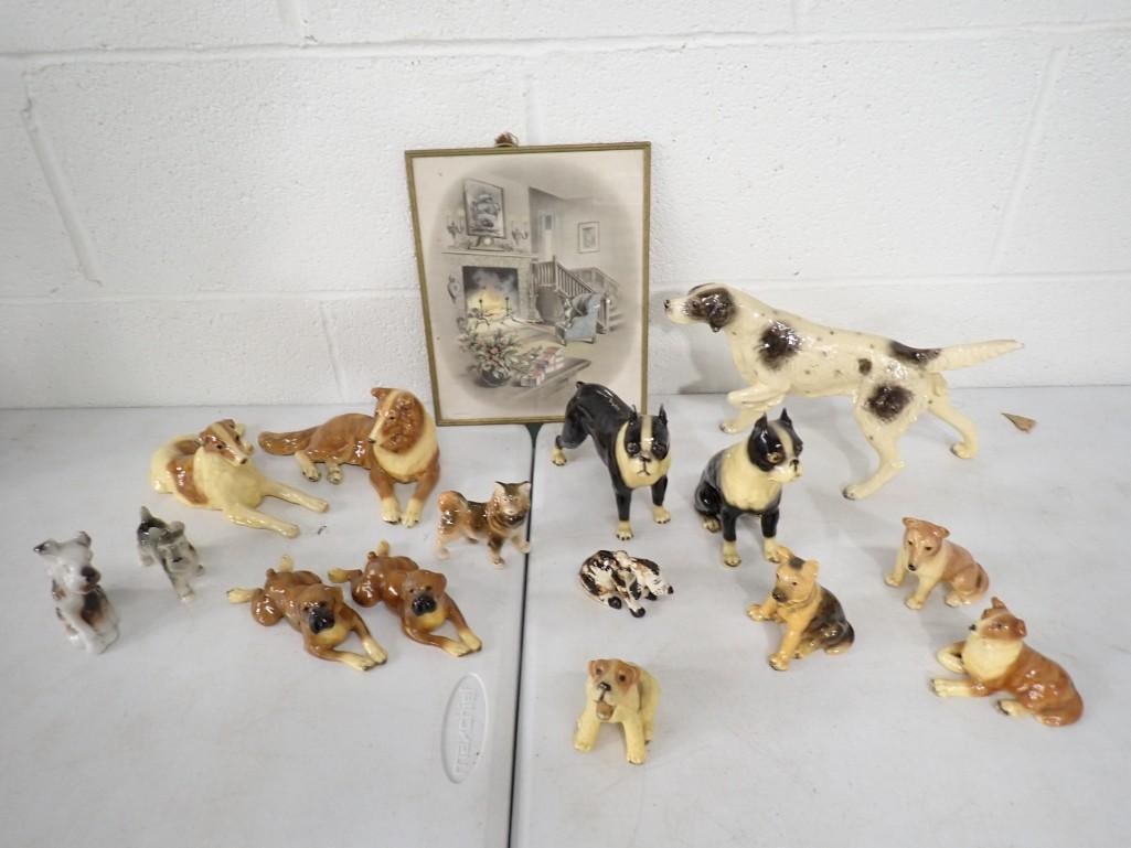 Lot of Dog Figurines incl Mortens Studio, etc Plus a Vintage Dog Print (1 of 13)