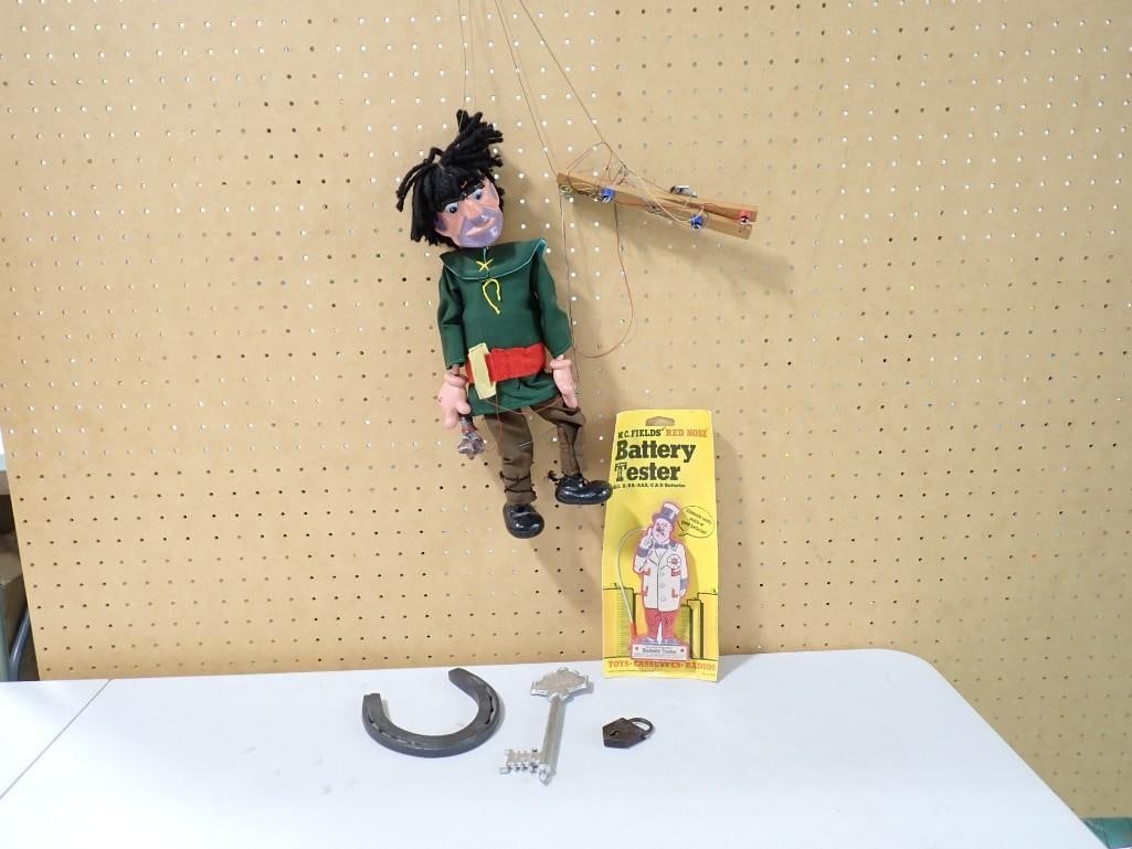 Collectibles incl Chicago World's Fair Decorative Key, Marionette, W.C. Fields Red Nose Battery Test (1 of 17)