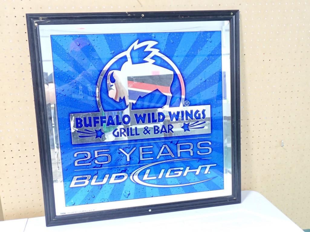 Buffalo Wild Wings Bud Light 25 Years Bar Mirror Sign 28 1/2" x 28 1/2" (1 of 6)