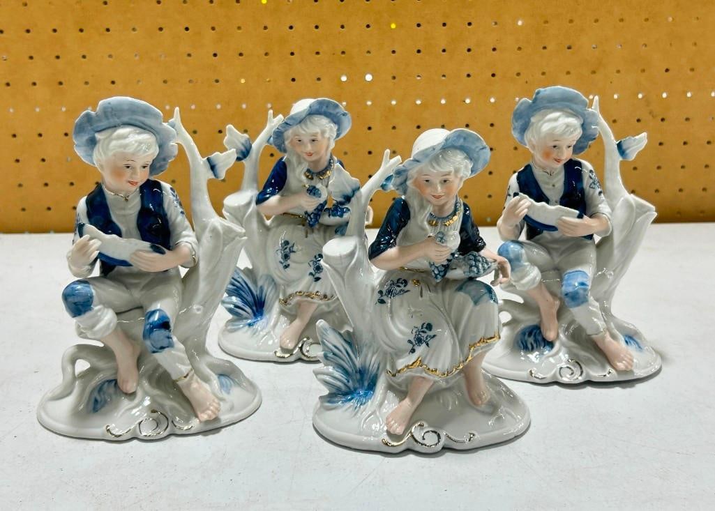 4 Porcelain Figurines - Ladies eating fruit (1 of 5)