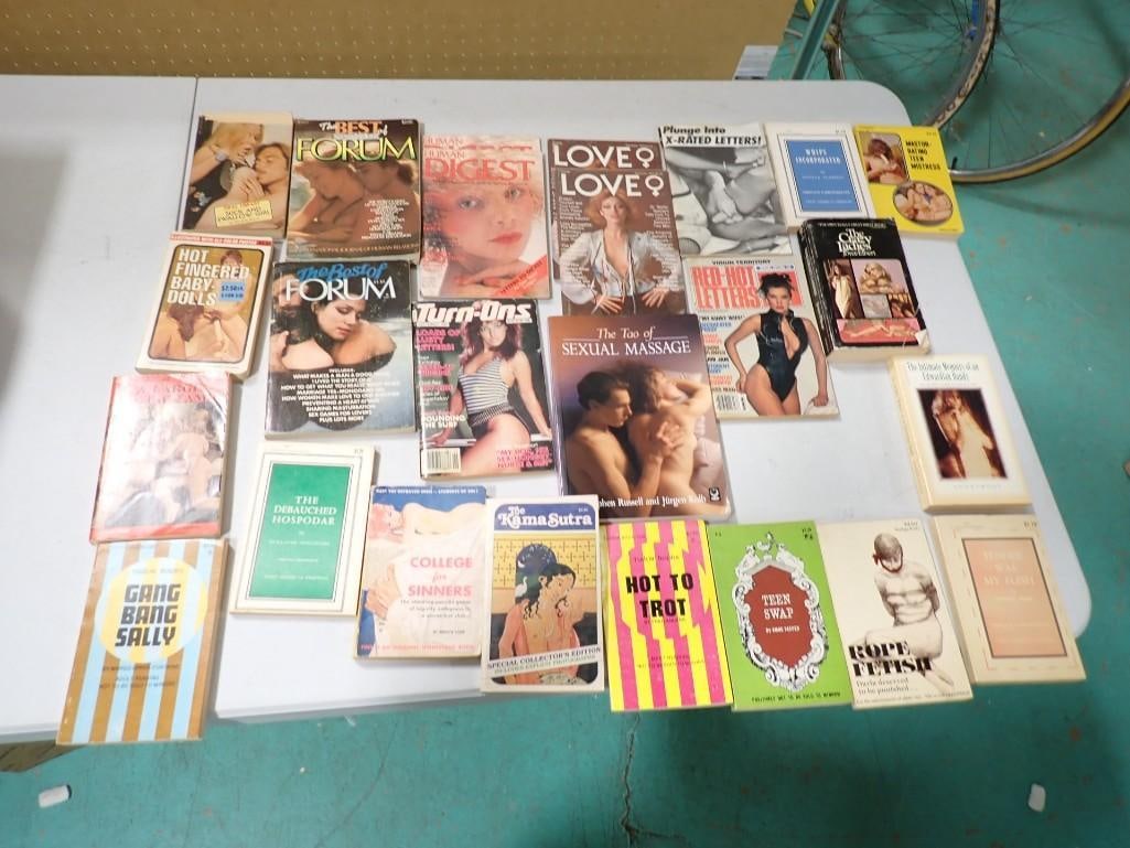 Lot of Adult Books and Magazines including Penthouse Forum, Red-Hot Letters, Hot Fingered Baby-Dolls: Lot of Adult Books and Magazines including Penthouse Forum, Red-Hot Letters, Hot Fingered Baby-Dolls, Rope Fetish, Teen Swap, College for Sinners, Gang Bang Sally, The Kama Sutra, etc.