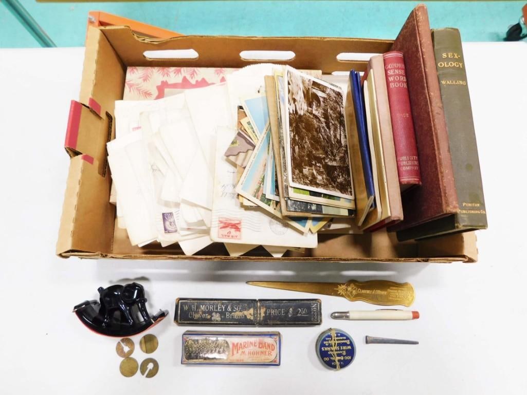 Vtg Early 1900s Books, Letters, Postcards, Advertising, Etc. Ephemera Lot (1 of 13)