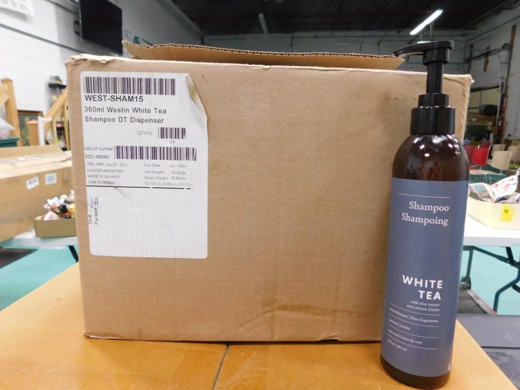 Case of 24 360 mL Westin White Tea Shampoo DT Dispensers: Case of 24 360 mL Westin White Tea Shampoo DT Dispensers . Condition: 1 is opened