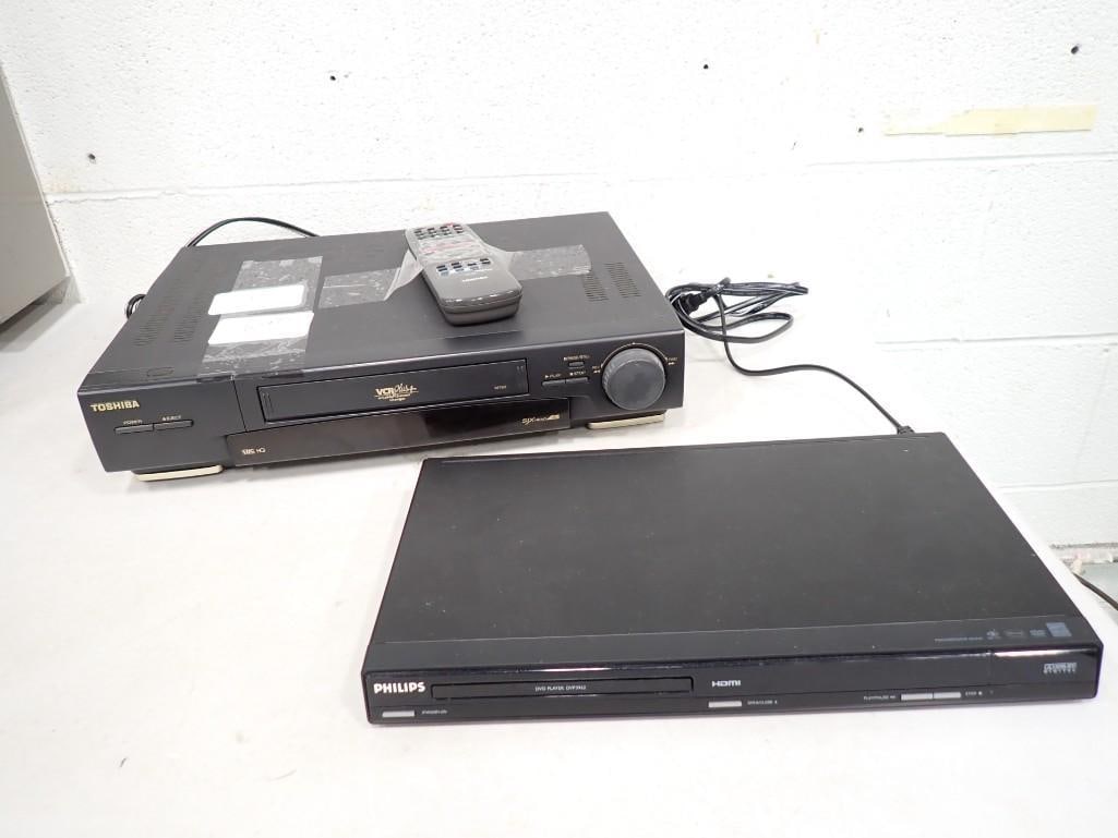 Toshiba VCR Plus and Philips DVD Player Both Untested (1 of 10)