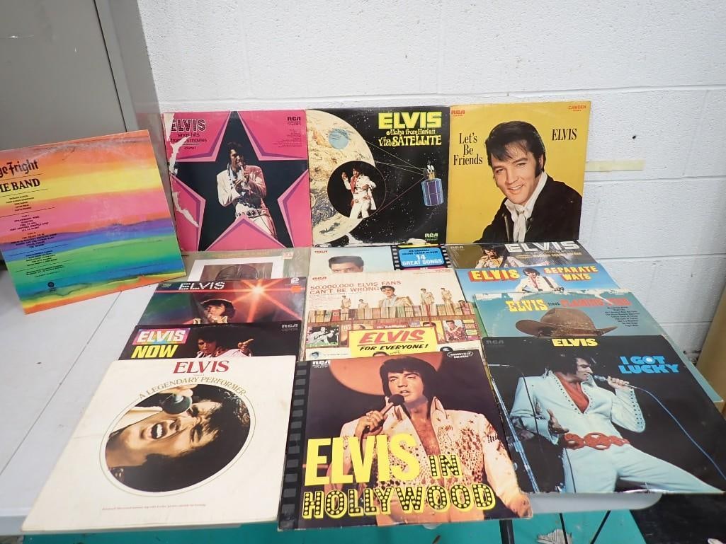 Elvis Presley Vinyl Records 33 RPM LPs plus Stage Fright The Band (1 of 7)