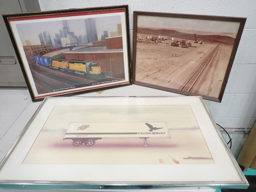 3 Transportation Prints incl Chicago Northwestern Railway Semi Trailer Print, Train Print, etc (1 of 6)