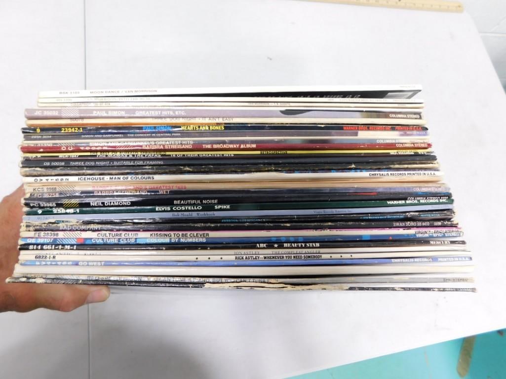 Vinyl Record Lot including Paul Simon, Barbra Streisand, Buffalo Springfield, Mamas & Papas, Neil Di: Vinyl Record Lot including Paul Simon, Barbra Streisand, Buffalo Springfield, Mamas & Papas, Neil Diamond, Elvis Costello, Van Morrison, Three Dog Night, Culture Club, Go West, Rick Astley, Reo Sp