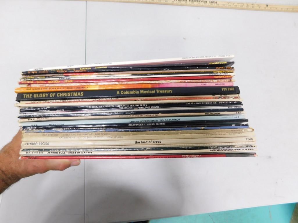 Vinyl Record Lot including Gordon Lightfoot, Santana, Bob Seger, King of Comedy, The Hollies, Cat St (1 of 5)