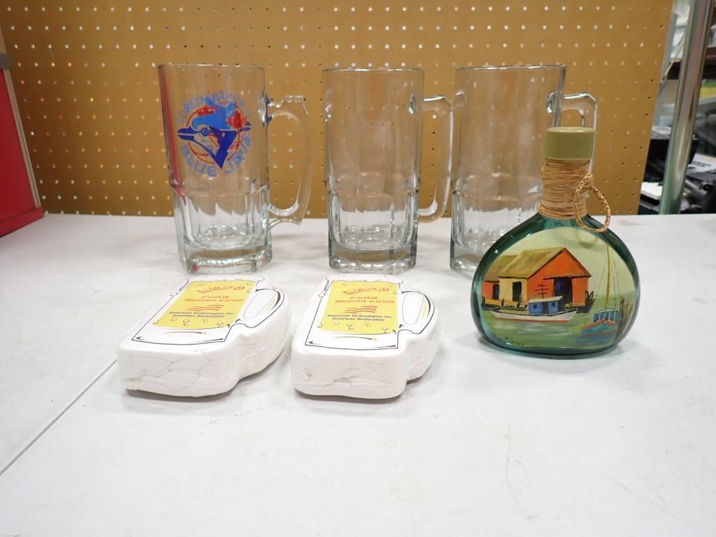 Misc. Lot including two T-Shirts compressed into a Beer Mug shape, Toronto Blue Jays Bar Mug, Hand P (1 of 5)