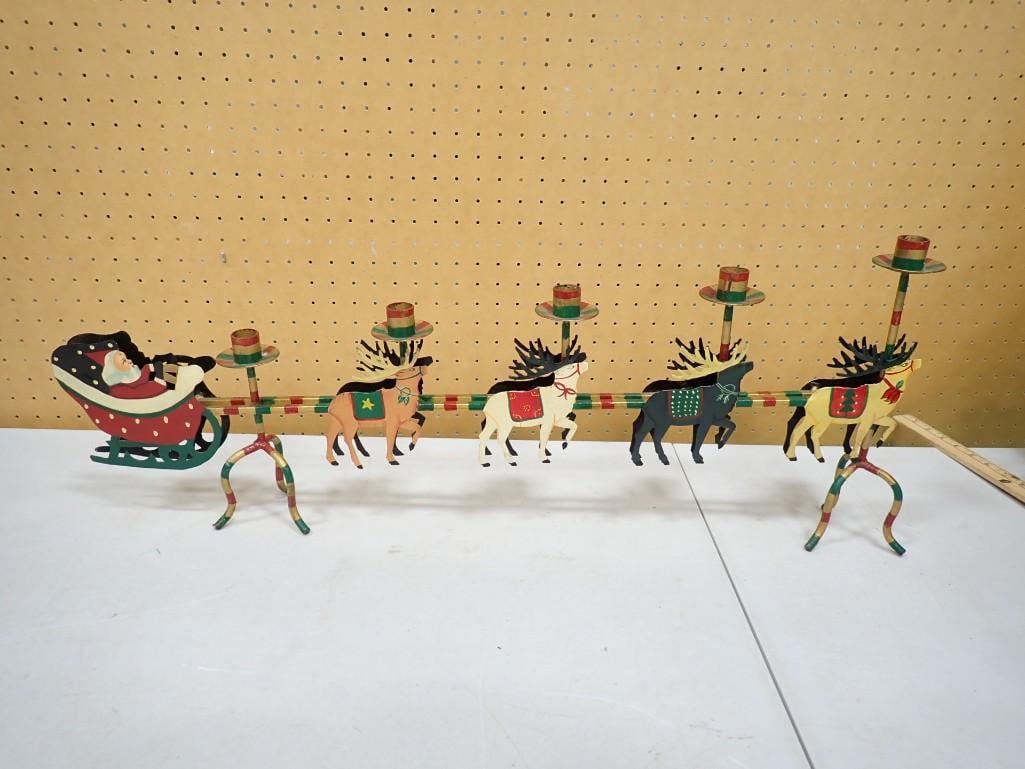Vintage Wrought Iron Painted Santa Sleigh Candle Holder (1 of 4)