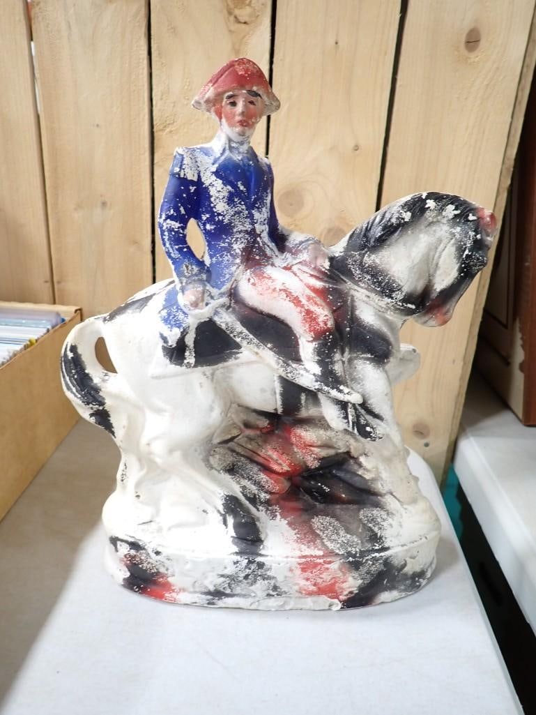 Vintage Chalk Ware Horse and Rider Figure (1 of 7)