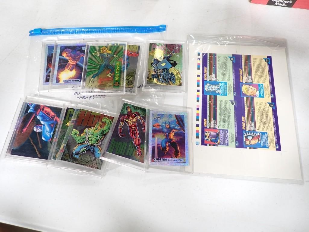 1994 Marvel Superhero Trading Cards, Inserts, Foil, Holographs, plus 1992 Limited Edition Uncut Shee (1 of 3)