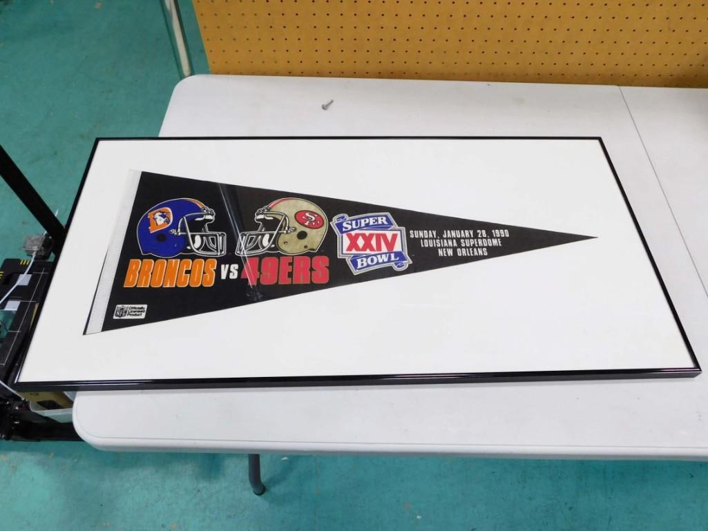 Framed Broncos vs 49ers Superbowl XXIV Pennant 18" x 36": Framed Broncos vs 49ers Superbowl XXIV Pennant 18" x 36"