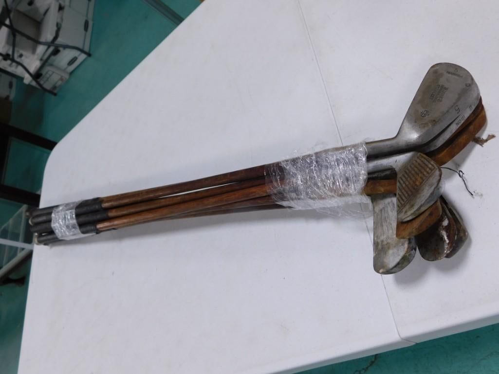 Lot of 10 Wooden Shaft Golf Clubs: Lot of 10 Wooden Shaft Golf Clubs