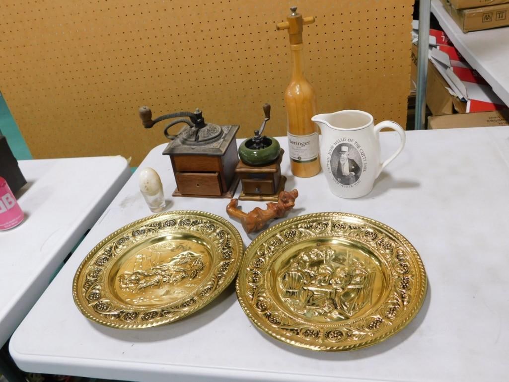 Collectibles Lot including coffee grinders, Cutty Sark Pitchers, Brass Decor, etc (1 of 9)