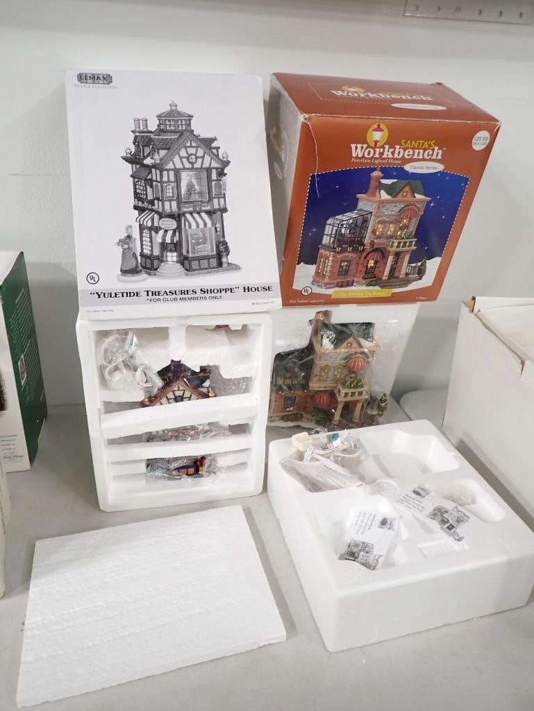 2 Christmas Village Buildings incl Lemax Yuletide Treasures Shoppe House Club Member Christmas (1 of 7)