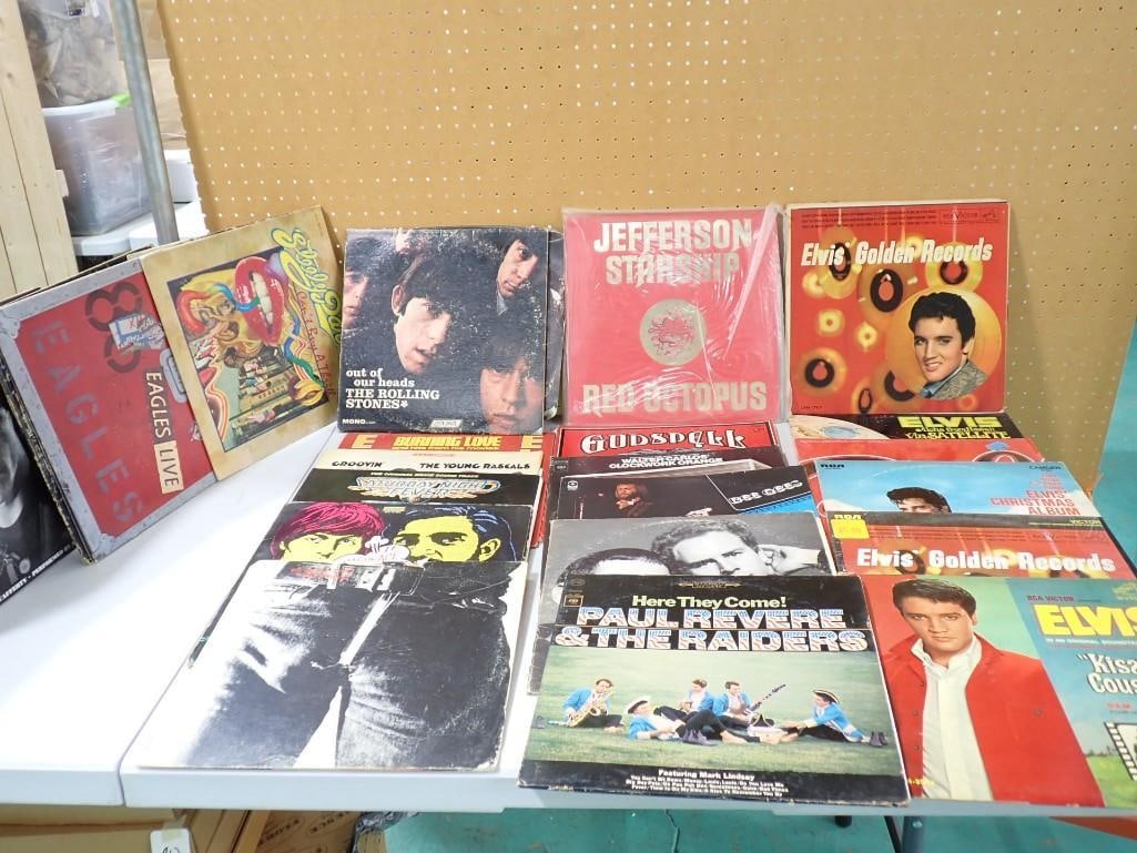 Vinyl Record Albums including Elvis, Jefferson Starship, Rolling Stones, Paul Revere, Simon and Garf: Vinyl Record Albums including Elvis, Jefferson Starship, Rolling Stones, Paul Revere, Simon and Garfunkel, Steely Dan, Eagles, Rascals, etc.