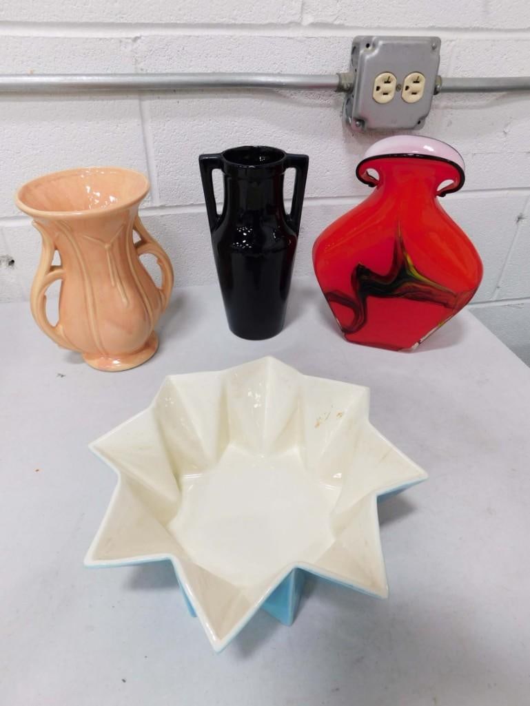 Vases and Dish incl Vtg Belle Kogan for Red Wing 789  Prismatique 1962 Line Bowl (1 of 13)