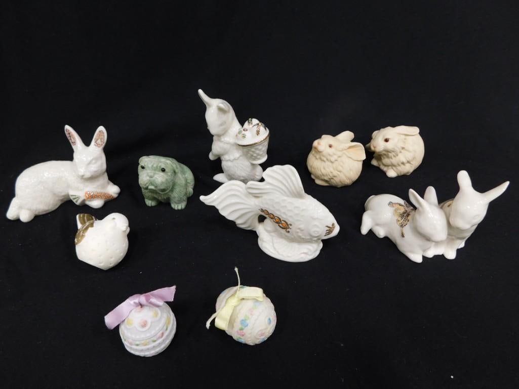 4 Vtg 1990s Lenox China Jewels Easter Bunny, Fish, Porcelain Figurines Lot (1 of 12)