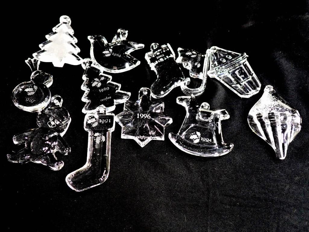 Lot of Glass Christmas Ornaments including Orrefors: Lot of Glass Christmas Ornaments including Orrefors