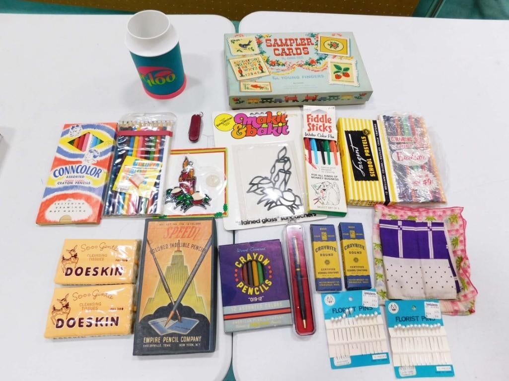 Vtg 1940-50s Colored Pencils, Crayons, Tissues, Art Items Ephemera Lot (1 of 8)