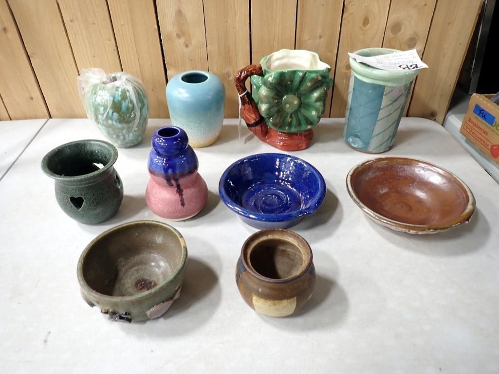 Lot of Pottery incl Vases, Bowls, etc. Includes a Beswick Sairey Gump Toby Jug: Lot of Pottery incl Vases, Bowls, etc. Includes a Beswick Sairey Gump Toby Jug