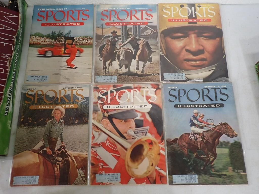 6 Early Sports Illustrated Magazines from 1954 Issues 5-10 (1 of 10)