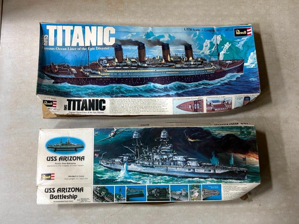 Pair of Revell Model Kits including RMS Titanic 1:570 Scale and USS Arizona Battleship (1 of 9)