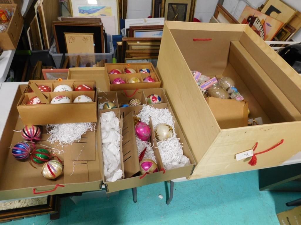 Lot of Vintage and Newer Christmas Ornaments, Easter Decorations, etc Including Vintage Glass Orname (1 of 10)