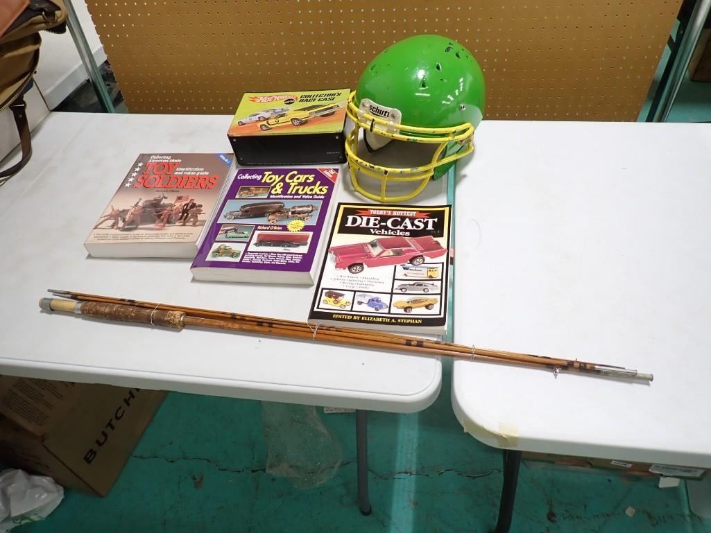 Misc Lot incl Bamboo Fishing Rod, Hot Wheels Collector Case, Toy Car and Soldier Reference Books, (1 of 11)
