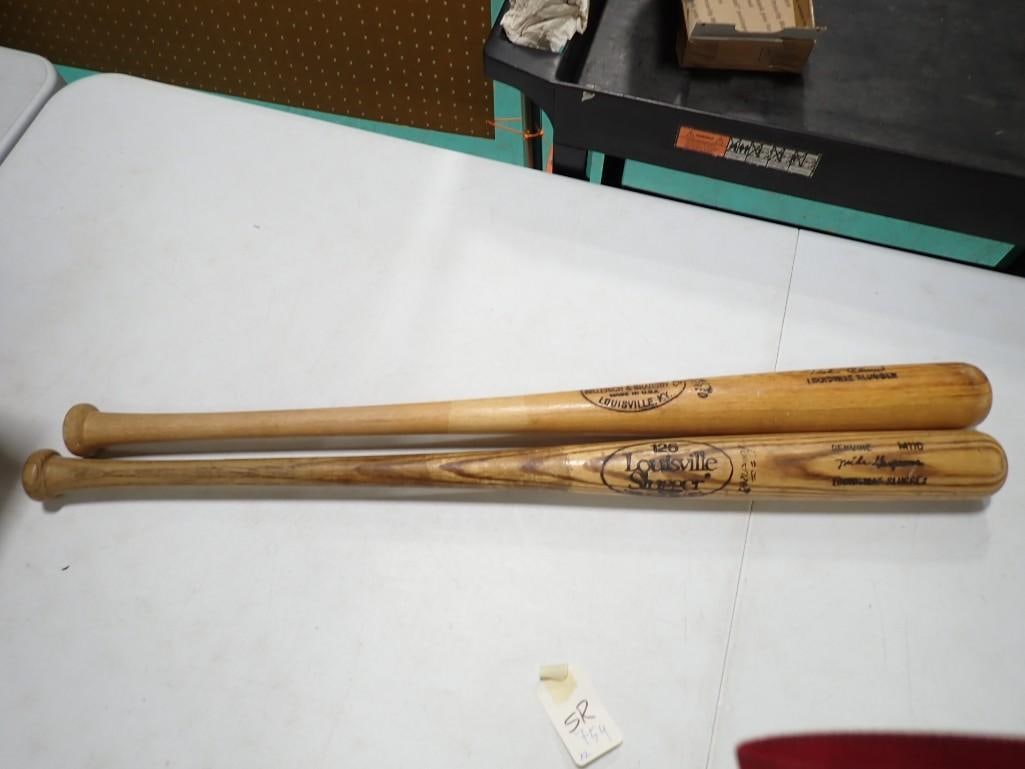 2 Louisville Slugger Baseball Bats incl 1 K55 Rod Carew and 1 M110 Mike Hargrove: 2 Louisville Slugger Baseball Bats incl 1 K55 Rod Carew and 1 M110 Mike Hargrove . Each is about 34" long. Condition; both have repairs.