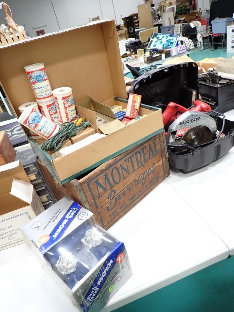 Tool Etc Lot incl Skil 7 1/4" Circular Saw - Turns On, Vintage Wood Beverage Crate, Asst Light Bulbs (1 of 14)