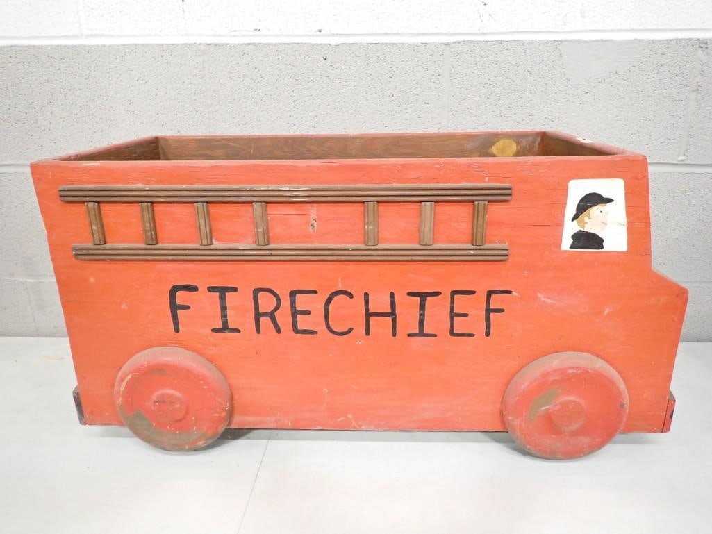 Fire Chief Wood Fire Truck Toy Box (1 of 9)