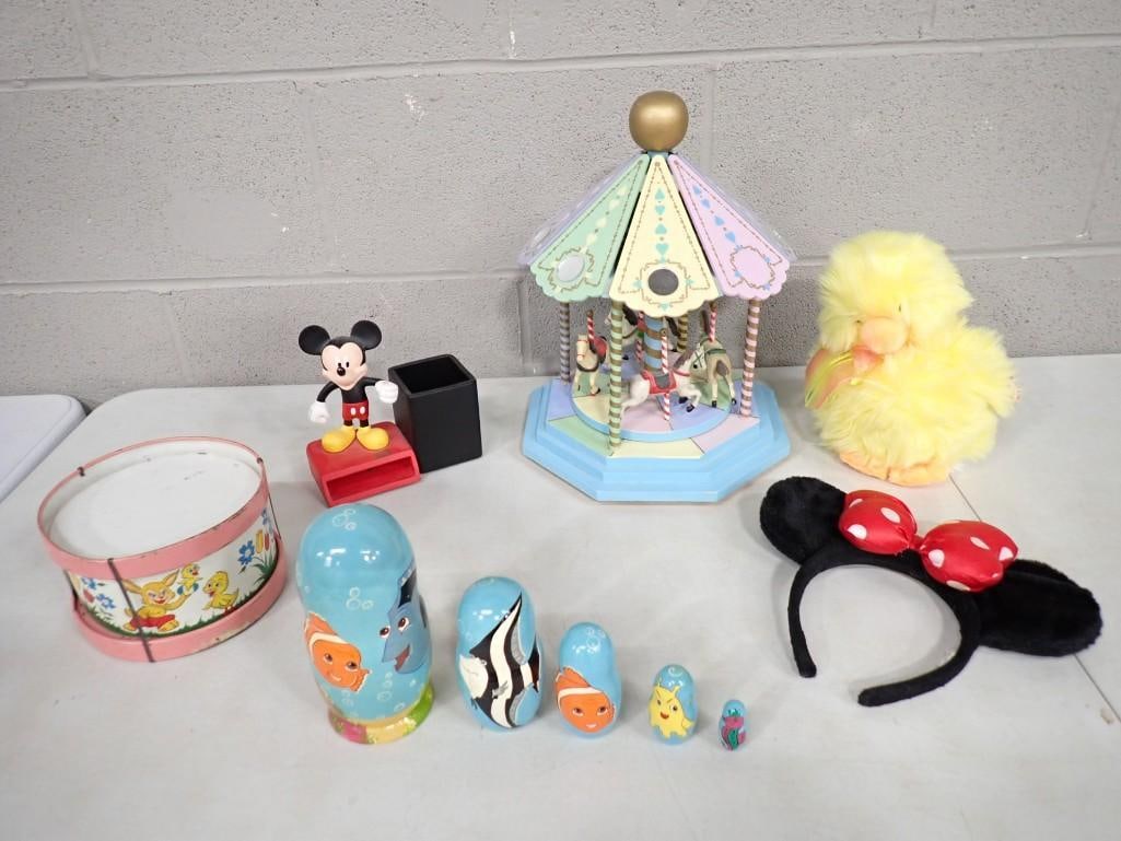 Toy Lot incl Disney Minnie Mouse Ears, Mickey Mouse Figure, Finding Nemo Nesting Dolls, (1 of 12)
