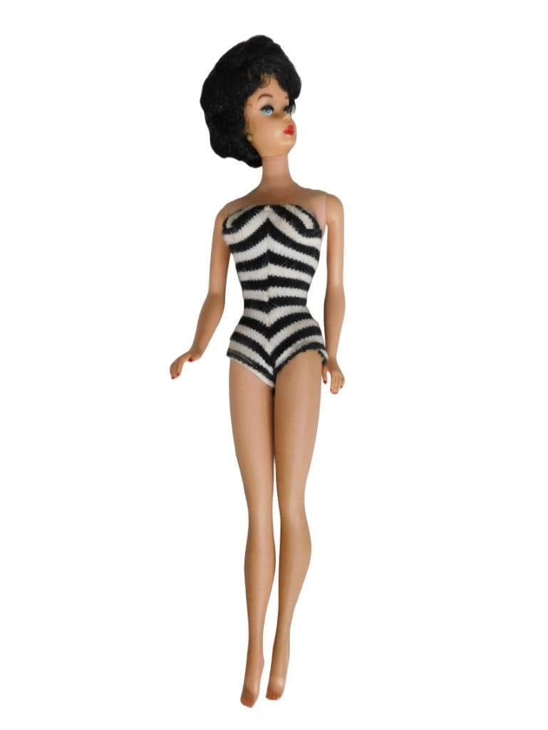 Vintage 1961 Bubble Cut Barbie #850 with Original Striped Bathing Suit (1 of 10)