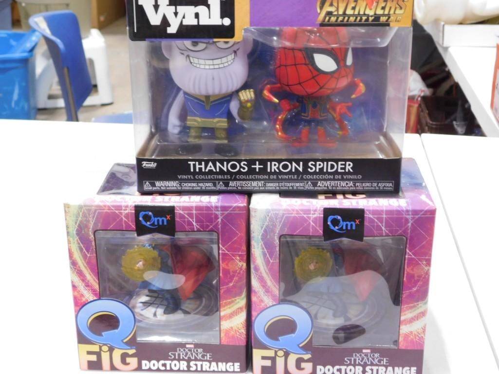 Vynl Avengers Infinity War Thanos & Iron Spider and 2 QFig Doctor Strange Figures New in Package (1 of 8)