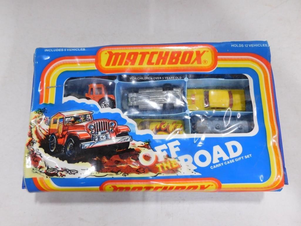 Matchbox Off the Road Carrying Case with asst Die Cast Cars: Matchbox Off the Road Carrying Case with asst Die Cast Cars