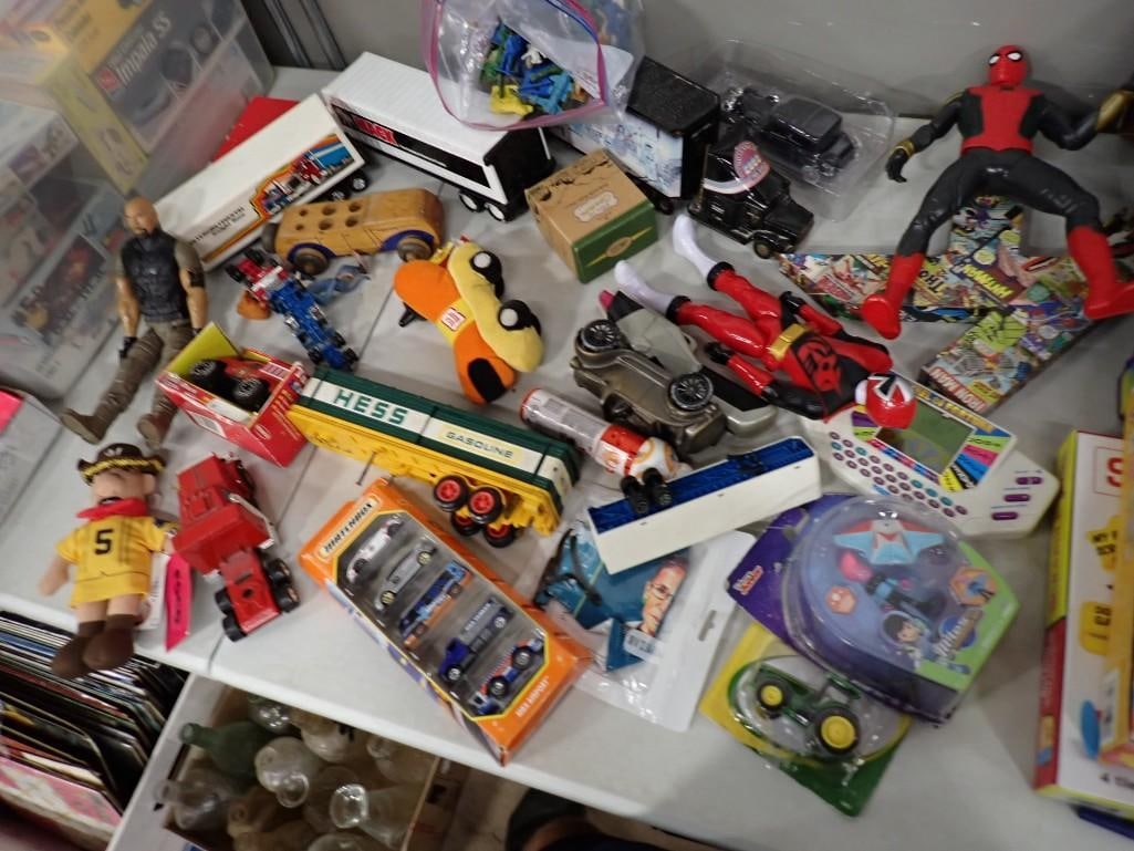 Lot of assorted Toys, including Matchbox Cars, Action Figures, Weinermobile, Hess, Wheel of Fortune, (1 of 7)
