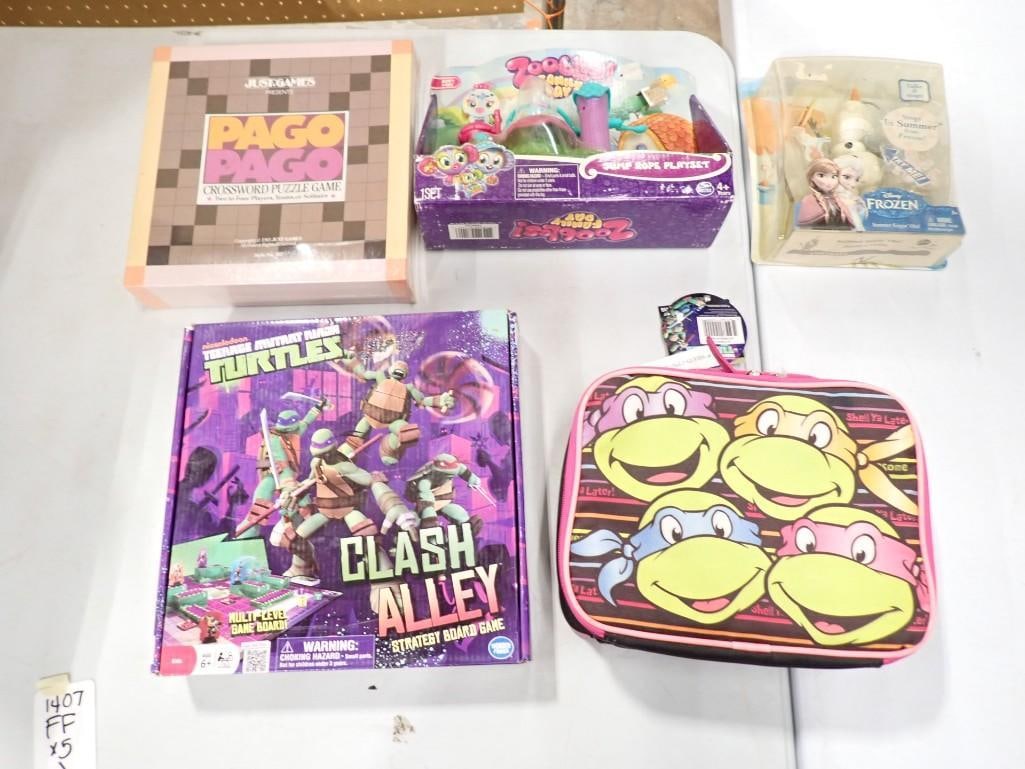 Assorted Toy Lot including TMNT Pago Pago, Disney Frozen, Zoobles, etc (1 of 9)