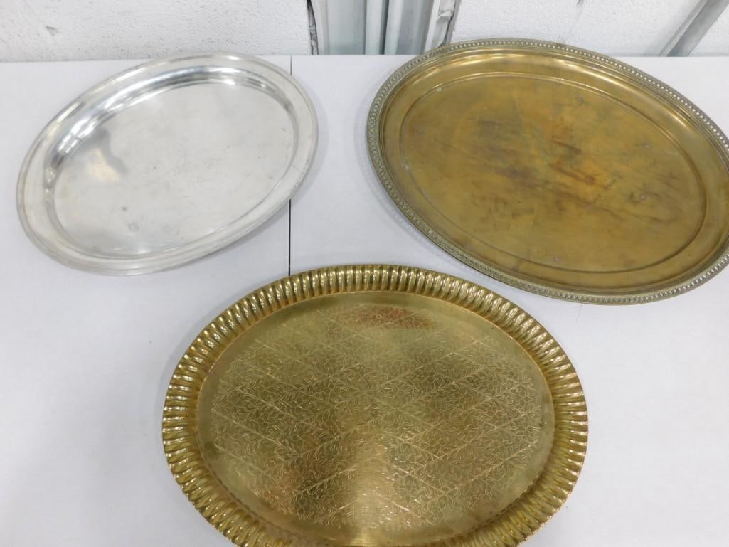 3 Vintage Metal Serving Trays (1 of 5)