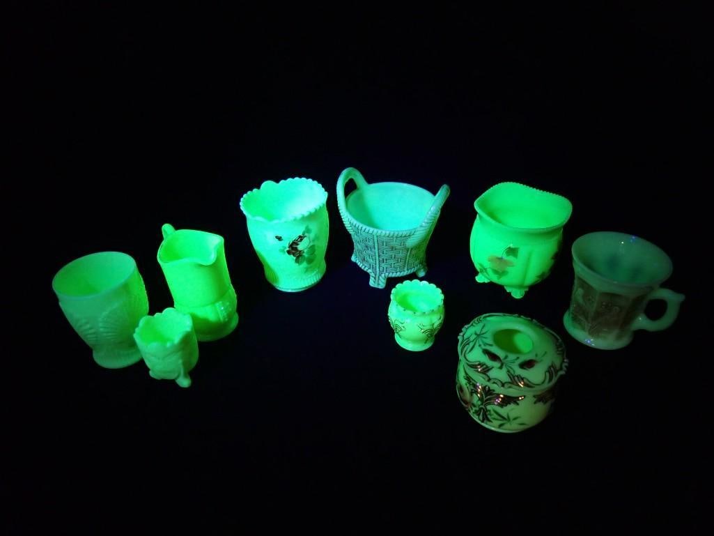 Antique Uranium Custard Glass incl Northwood, Etc Assorted Patterns and Styles (1 of 9)