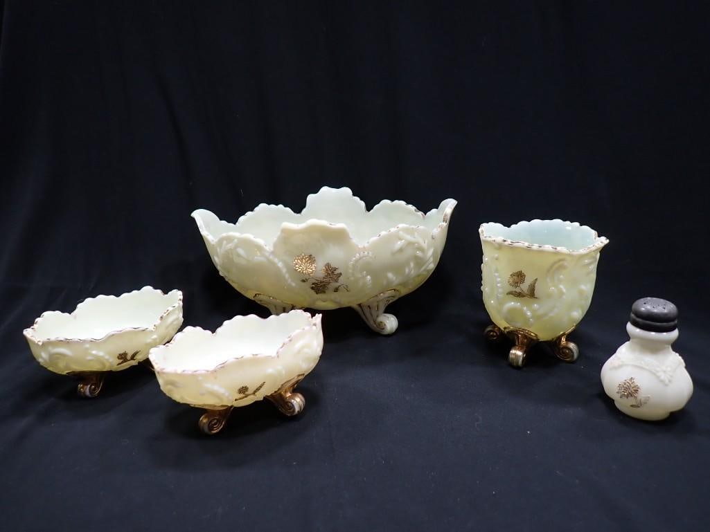 EAPG incl Northwood Louis XV Custard Glass and Uranium Glass Lot of 5 Items (1 of 8)