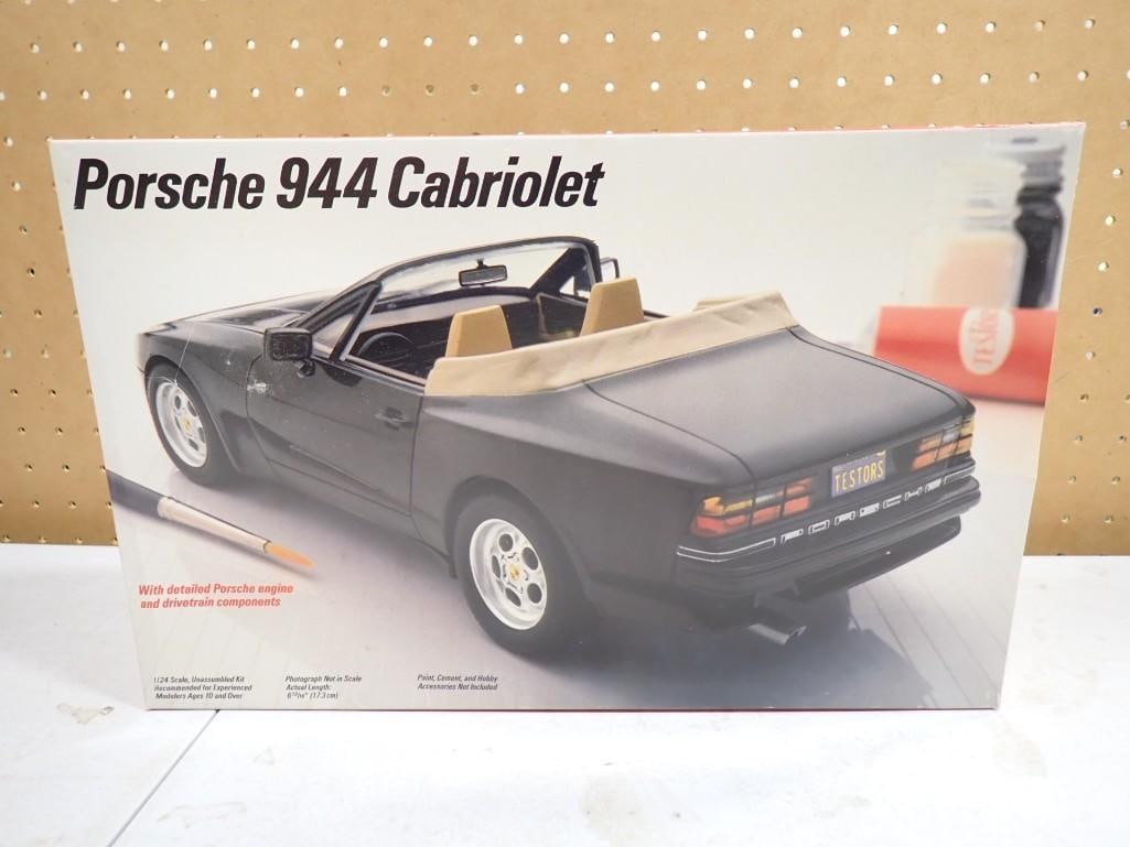 Italeri Testors Porsche 944 Cabriolet 1/24 Scale Model Kit: Italeri Testors Porsche 944 Cabriolet 1/24 Scale Model Kit . Open box but includes everything that you see in the pictures