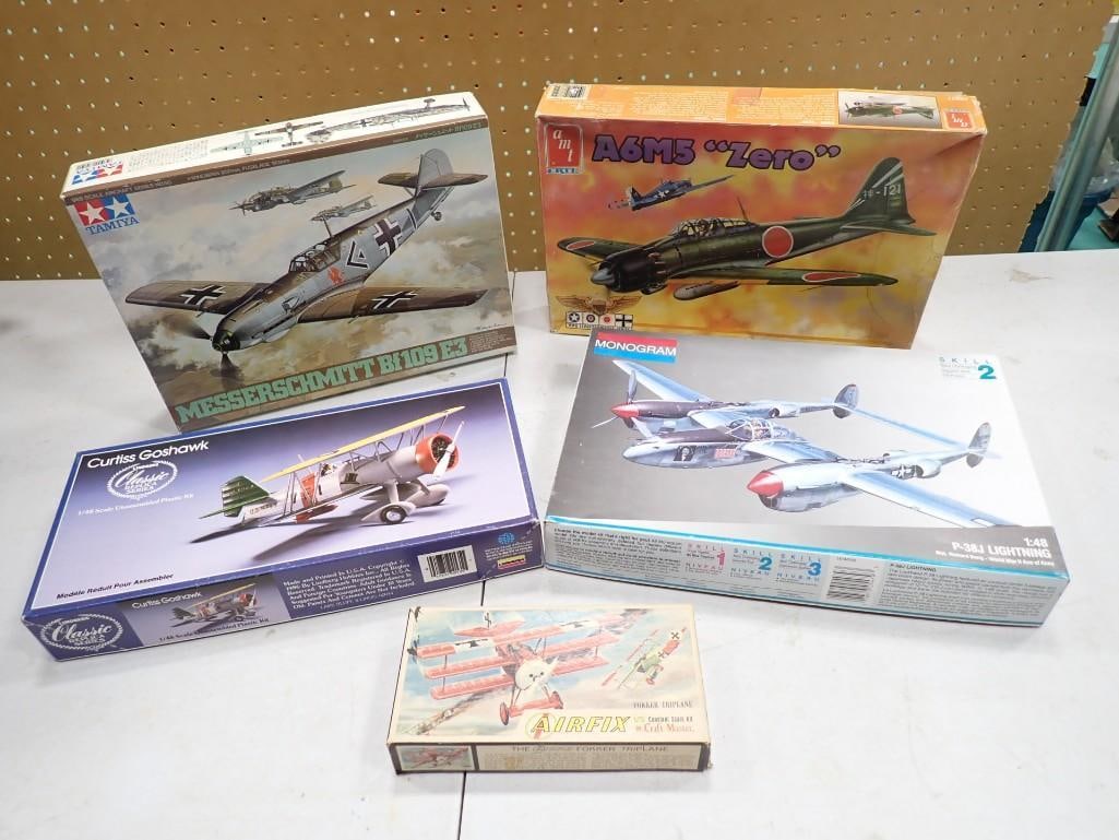 5 Airplane Model Kits incl AMT Ertl A6M5 Zero, Curtiss Goshawk,, (1 of 9)